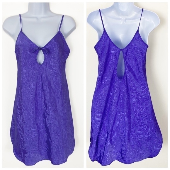 VINTAGE INTIMATE MOODS Satin Purple Slip Cutout Sexy Night Date Holiday Medium - Picture 1 of 7